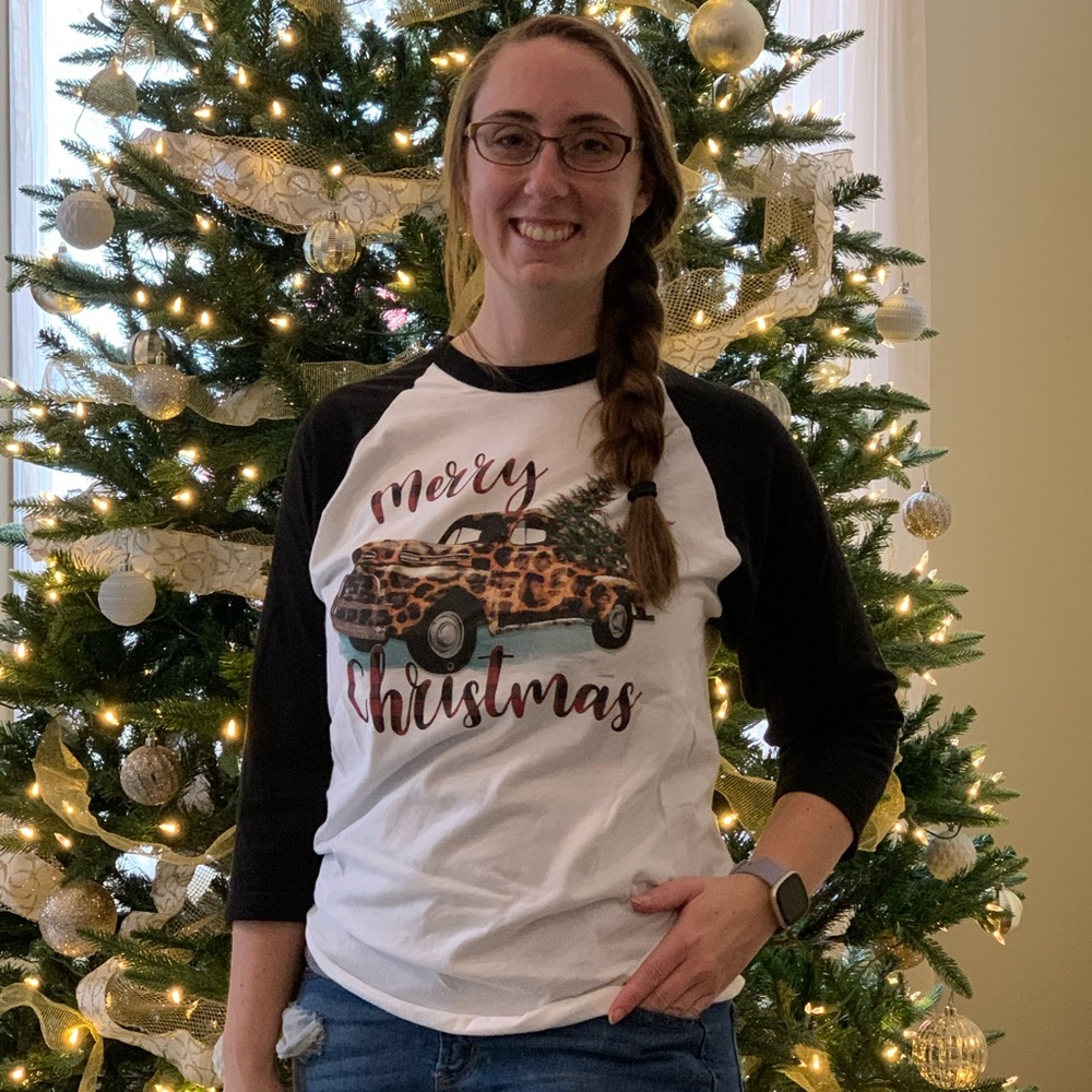 Western Christmas leopard holiday retro T-shirt